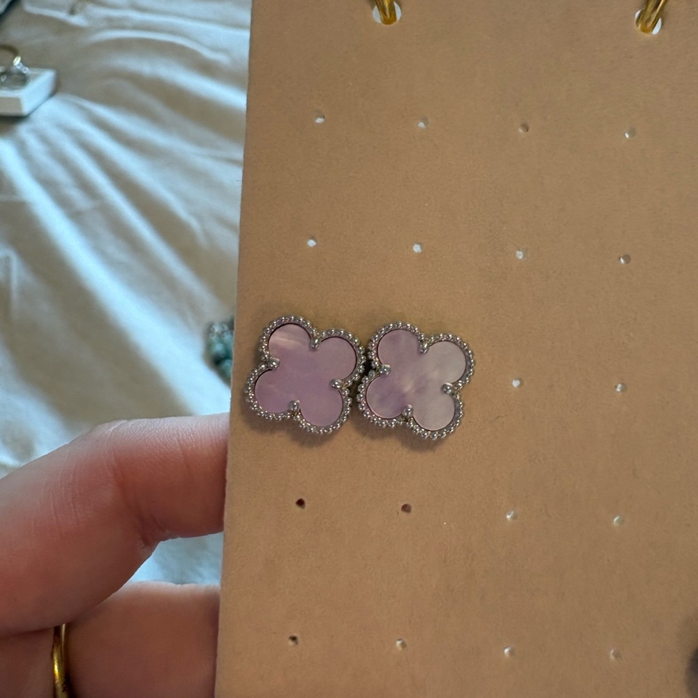 Pink Clover Stud Earrings